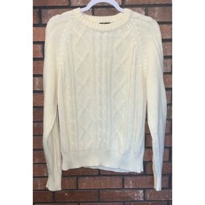 The Denver Store for Men Vintage Ivory Cable Knit Fisherman Sweater Crew Neck S